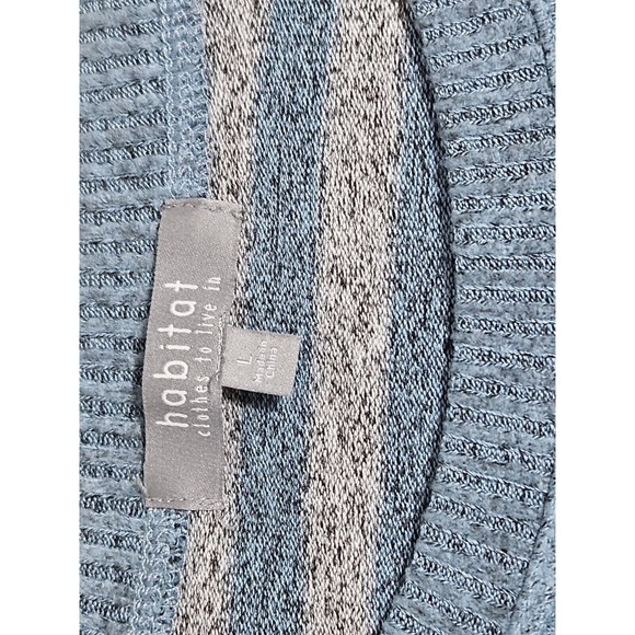 Habitat Tunic Super Soft‎ Fleece, Pullover Striped Seafoam Blue And Grey, LARGE - Picture 5 of 9